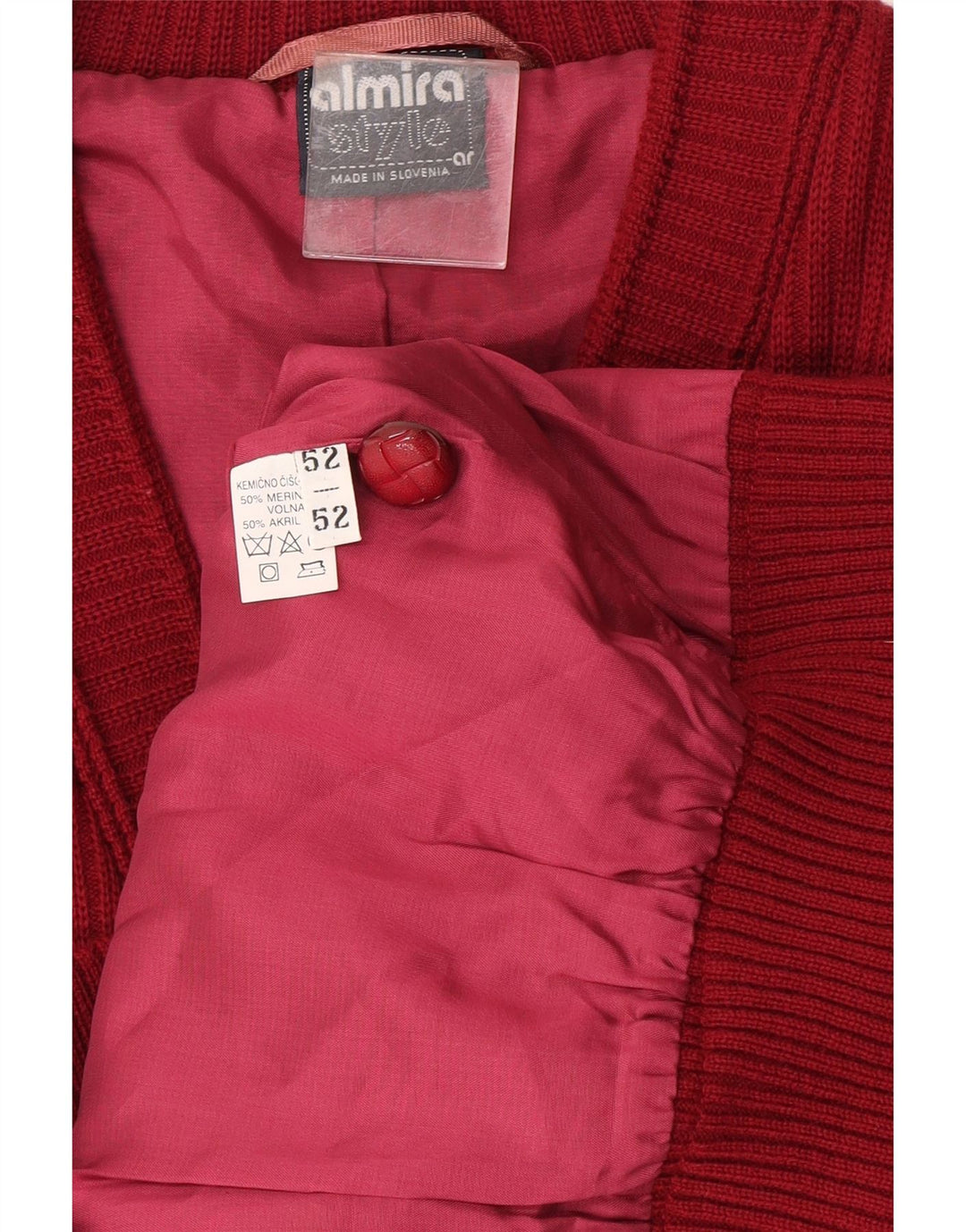 Maglione cardigan da uomo Almira IT 52 Large rosso lana merino