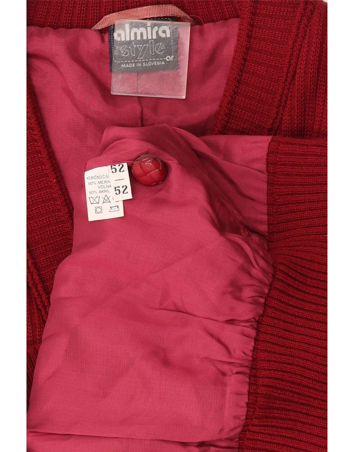 Maglione cardigan da uomo Almira IT 52 Large rosso lana merino