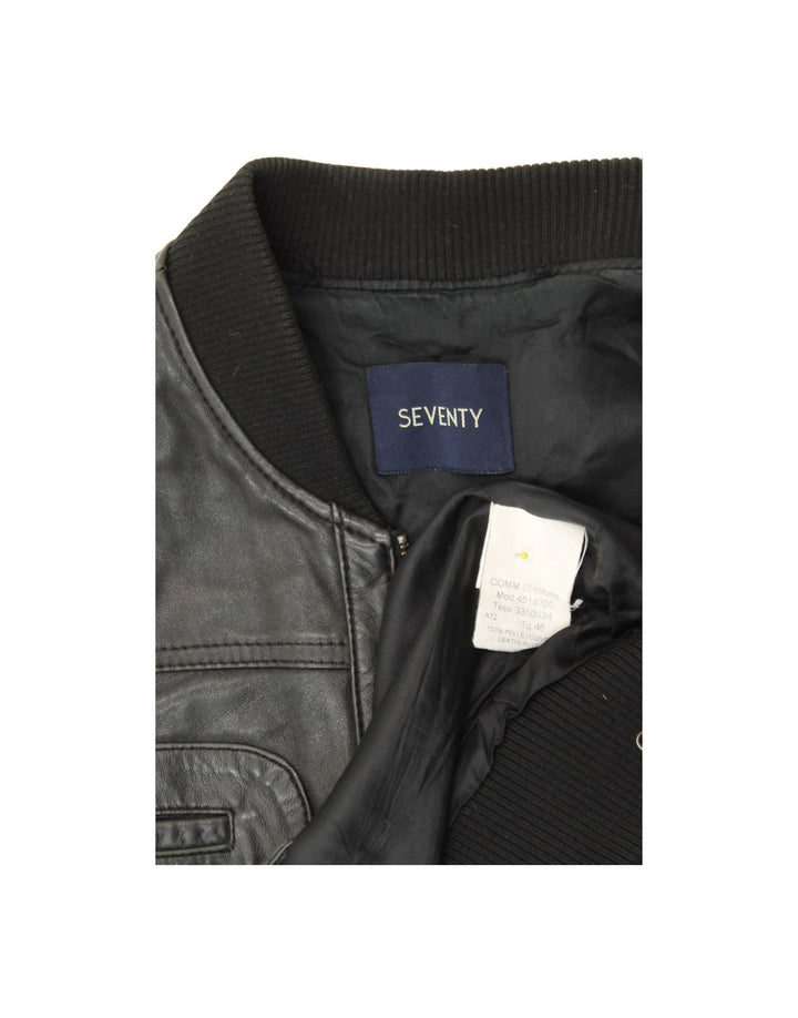 SEVENTY Womens Leather Jacket IT 46 Large Black Leather