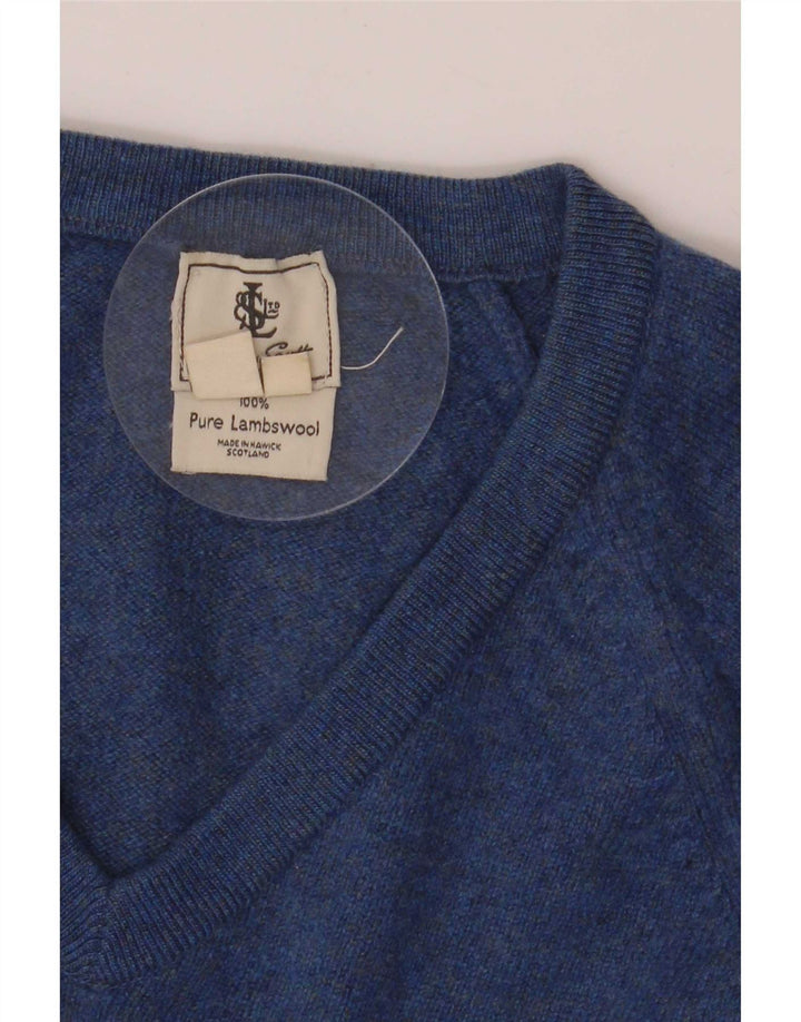 Lyle & Scott Maglione da uomo con scollo a V in lana d'agnello blu medio
