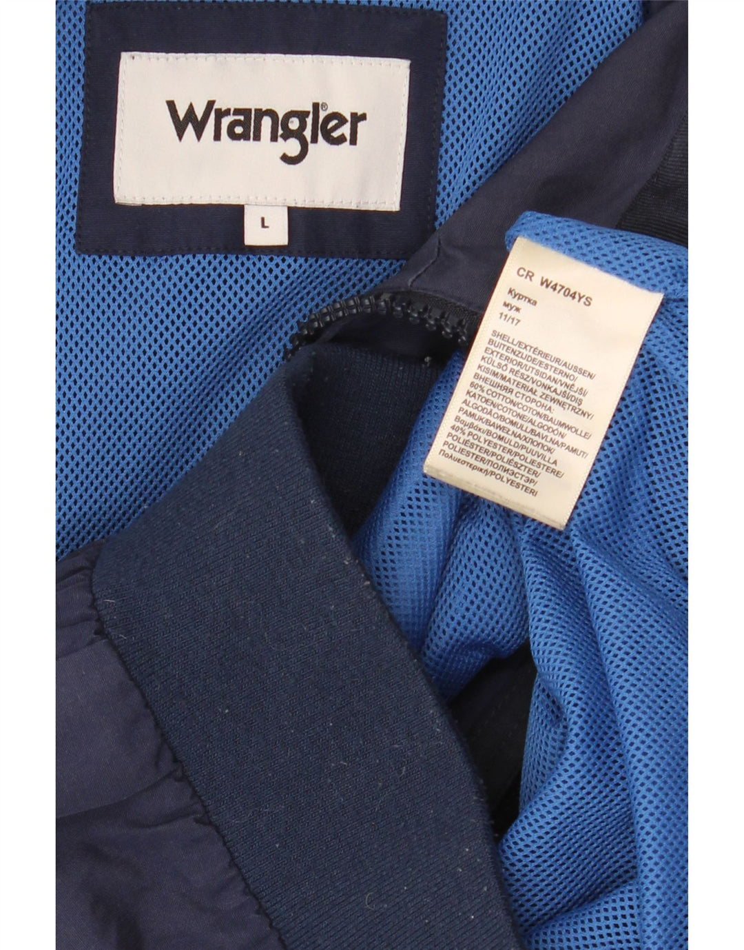 Giubbotto bomber da uomo Wrangler UK 40 grande cotone blu navy