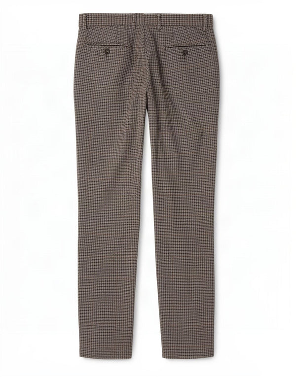 Pantaloni da Abito Dritti Benetton Uomo IT 48 Medio W34 L34 Pied De Poule Grigio