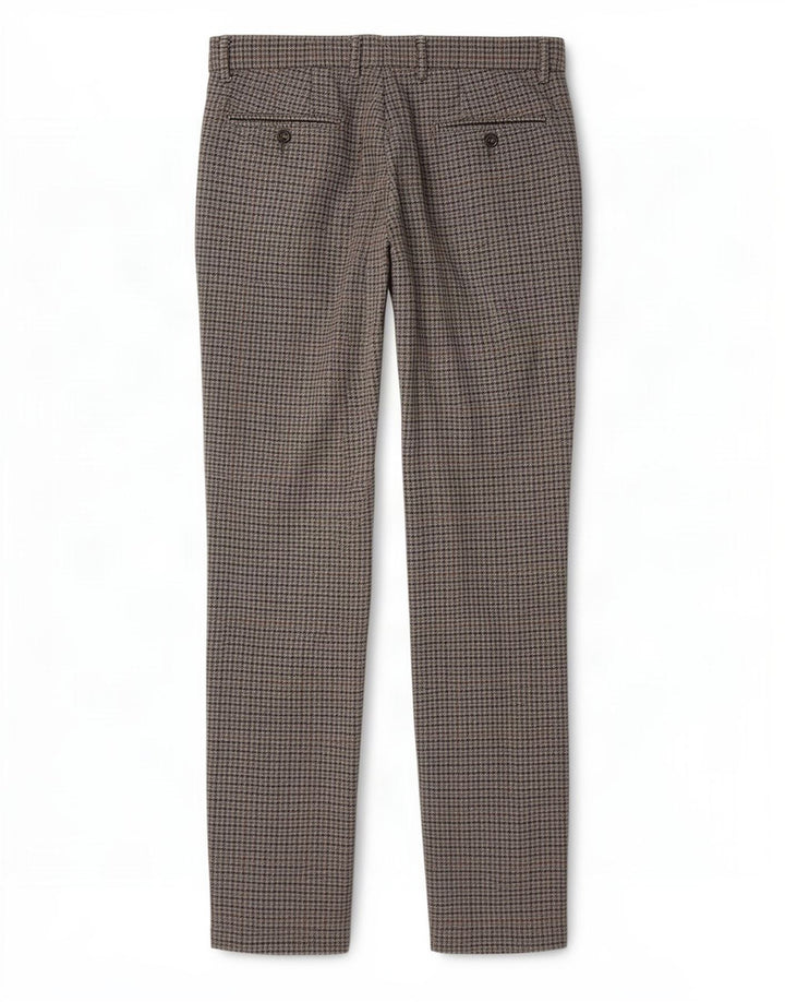 Pantaloni da Abito Dritti Benetton Uomo IT 48 Medio W34 L34 Pied De Poule Grigio