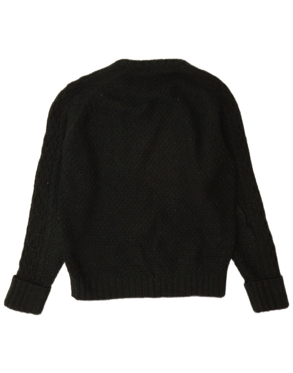 Zara Mens Crew Neck Jumper Sweater Medium Black Acrylic