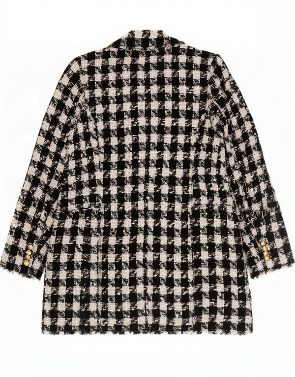 Cappotto doppiopetto da donna Zara UK 18 XL Poliestere nero pied de poule