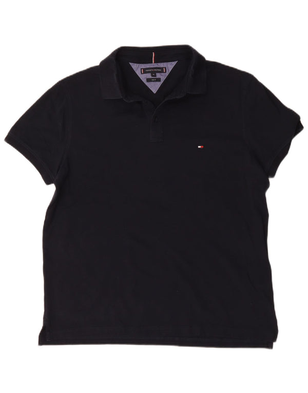 Polo slim fit da uomo Tommy Hilfiger XL in cotone blu navy