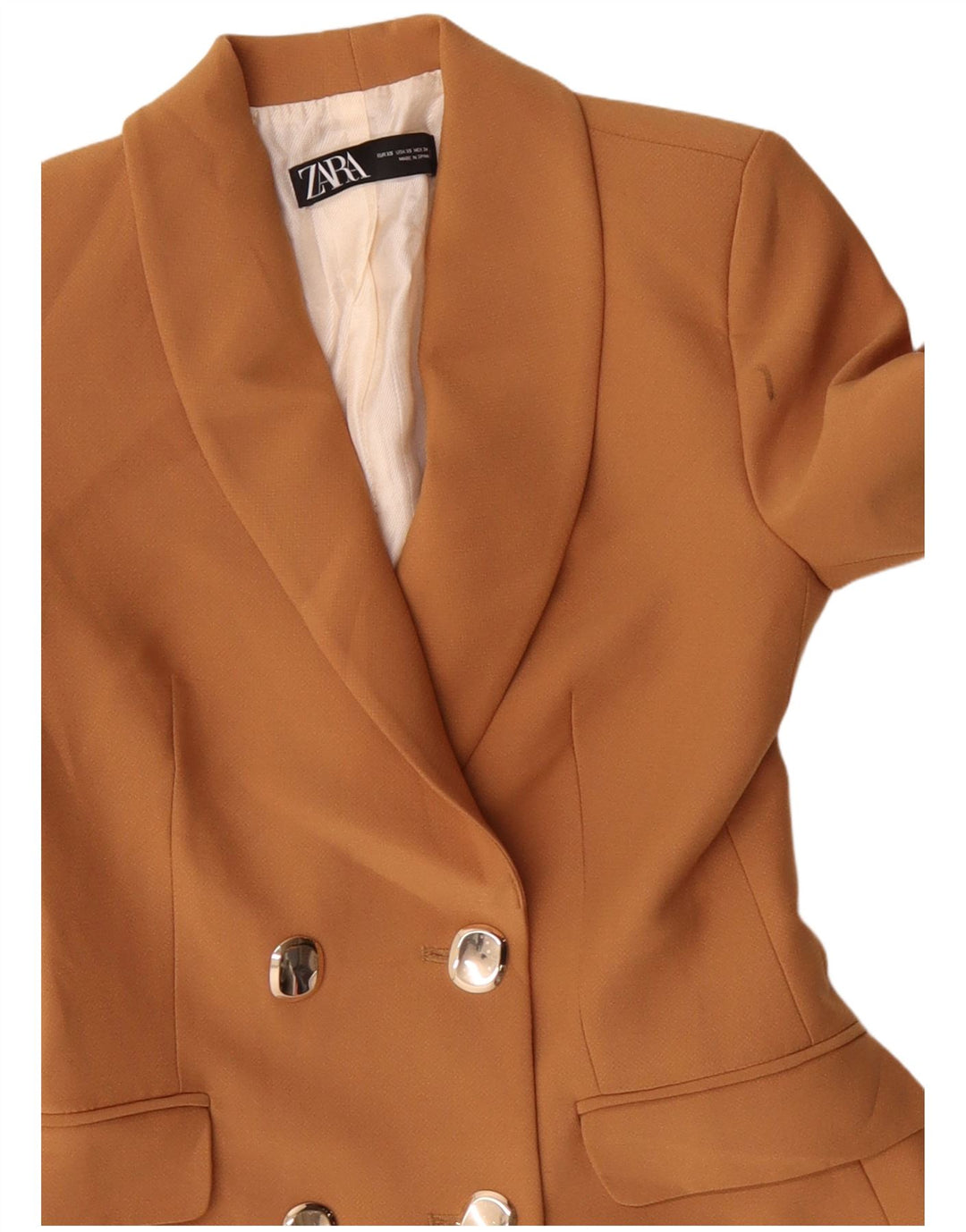 Giacca blazer doppiopetto lunga da donna Zara UK 6 XS poliestere arancione