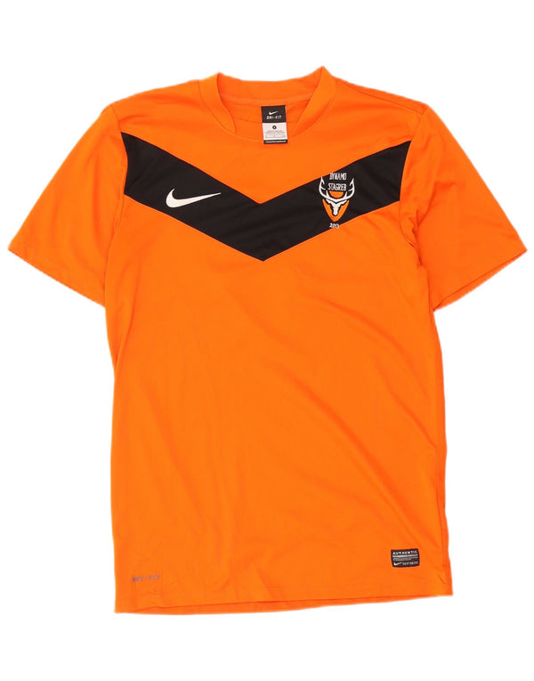 Nike Mens Dri Fit Graphic T-Shirt Top Small Orange Colourblock Polyester