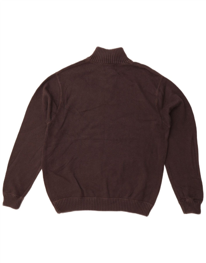 EDDIE BAUER Maglione da uomo con zip e collo grande in cotone grigio