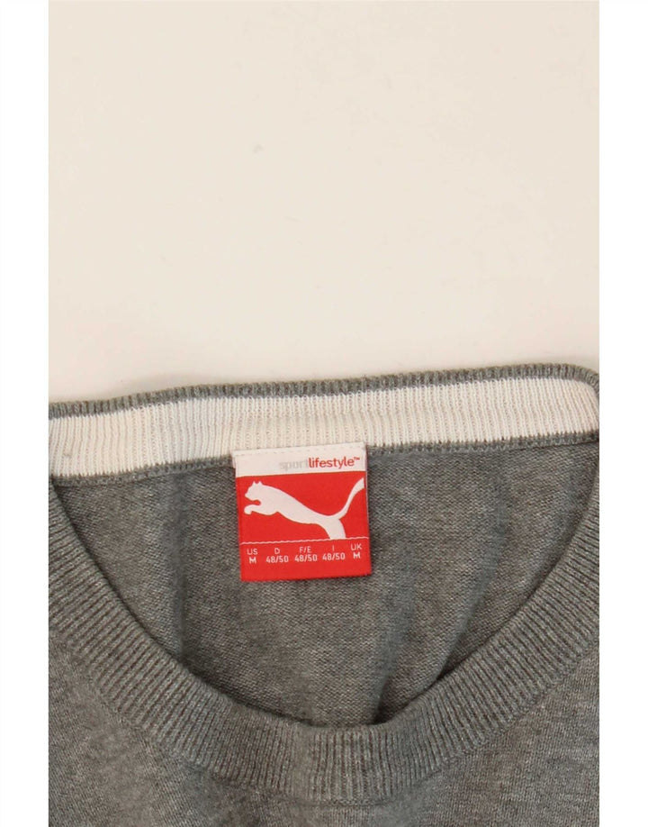 Maglione maglione girocollo da uomo Puma a righe grigio medio