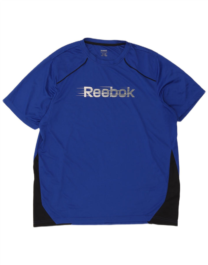 T-shirt grafica da uomo Reebok Top XL blu poliestere color block