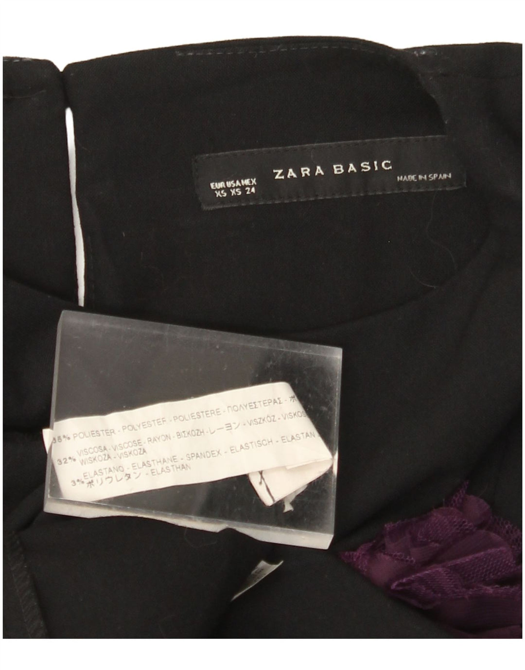 Abito tubino senza maniche ZARA da donna UK 4 XS poliestere floreale nero