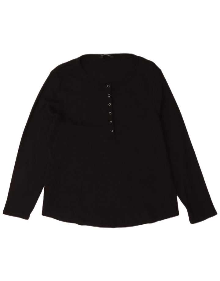 Top manica lunga da donna Marks & Spencer UK 22 3XL cotone nero