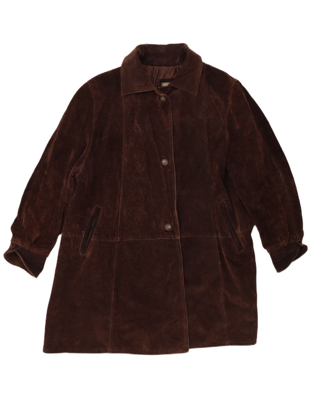 Soprabito vintage in pelle scamosciata oversize da donna UK 20 2XL Marrone