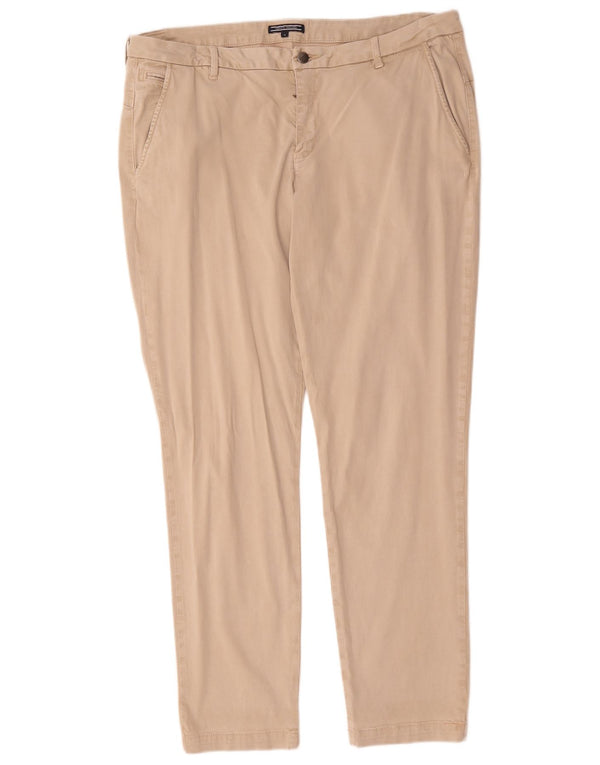 Pantaloni chino slim da donna Tommy Hilfiger US 14 XL W38 L30 Cotone beige