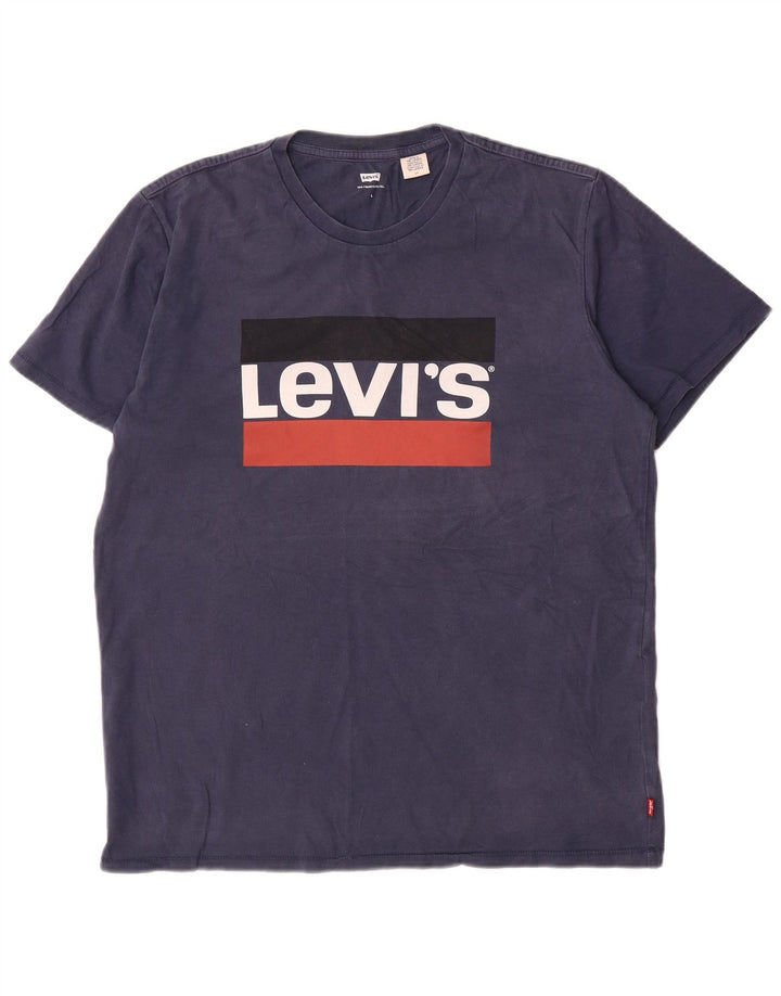 T-shirt grafica da uomo Levi's Top Large in cotone blu navy