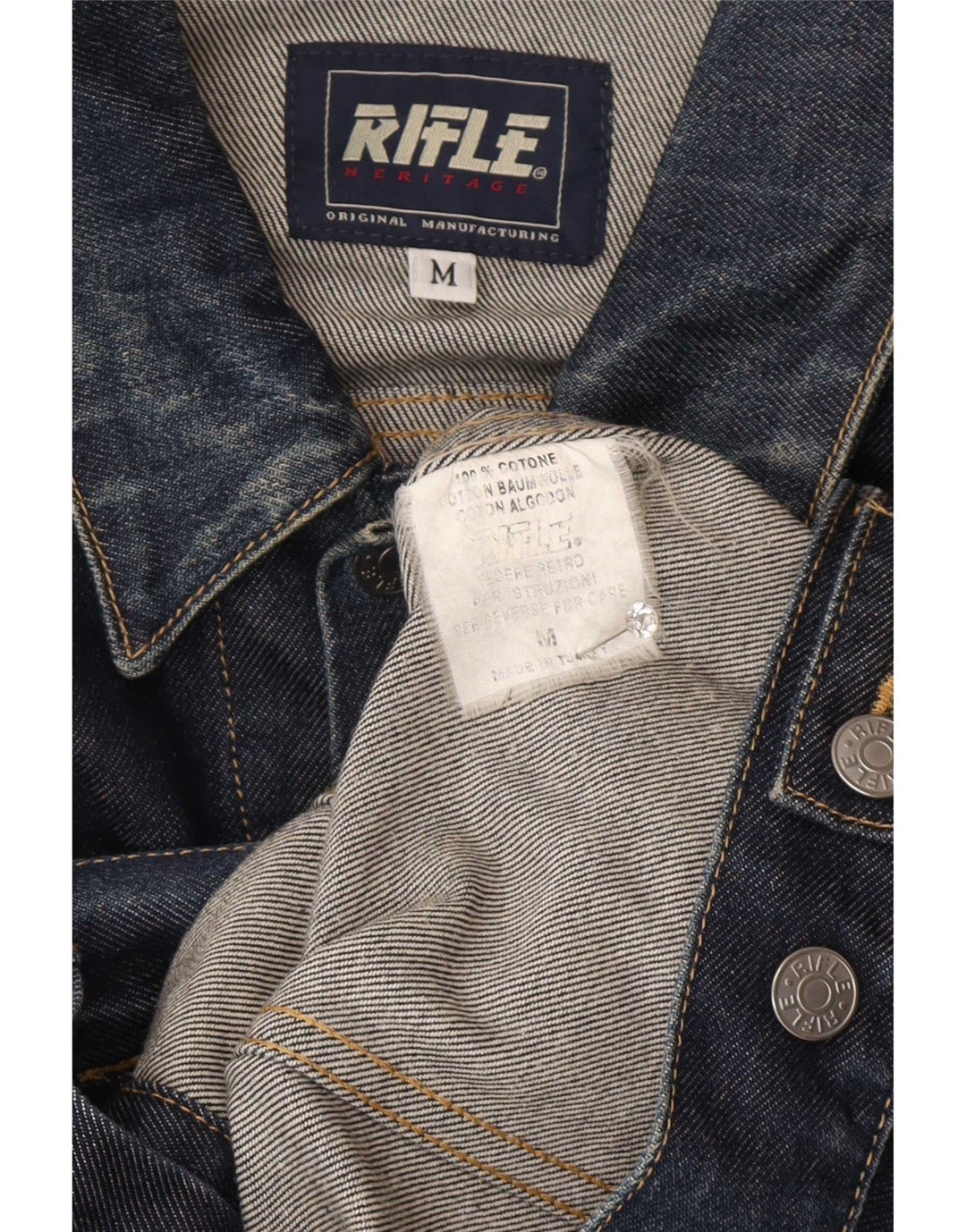 Giacca di jeans da uomo Rifle UK 38 cotone blu navy medio