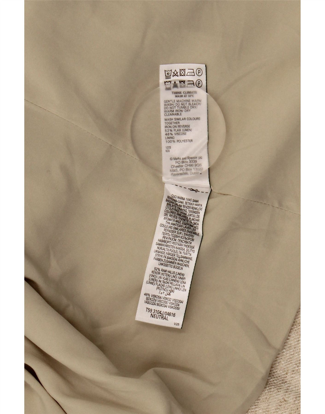 MARKS & SPENCER Giacca blazer aperta da donna UK 20 2XL Lino beige