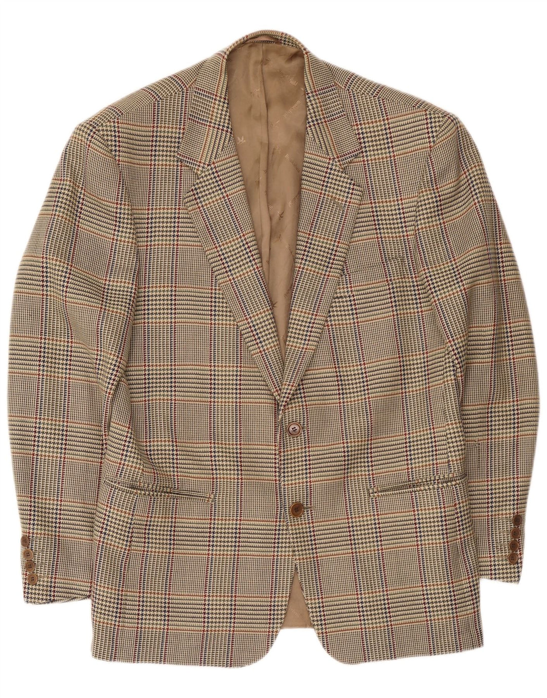Giacca blazer da uomo a 2 bottoni Brooksfield IT 50 grande lana a quadri beige