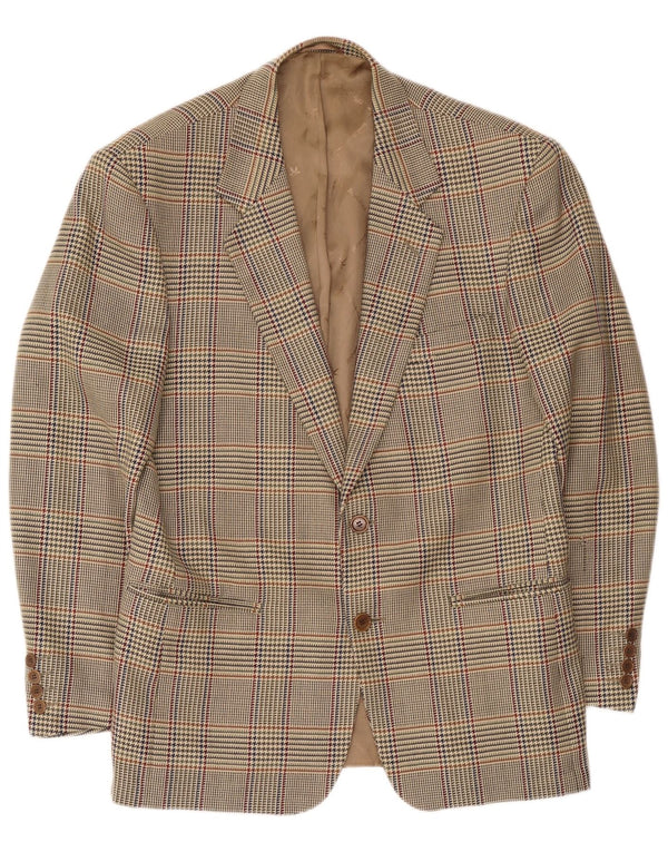 Giacca blazer da uomo a 2 bottoni Brooksfield IT 50 grande lana a quadri beige