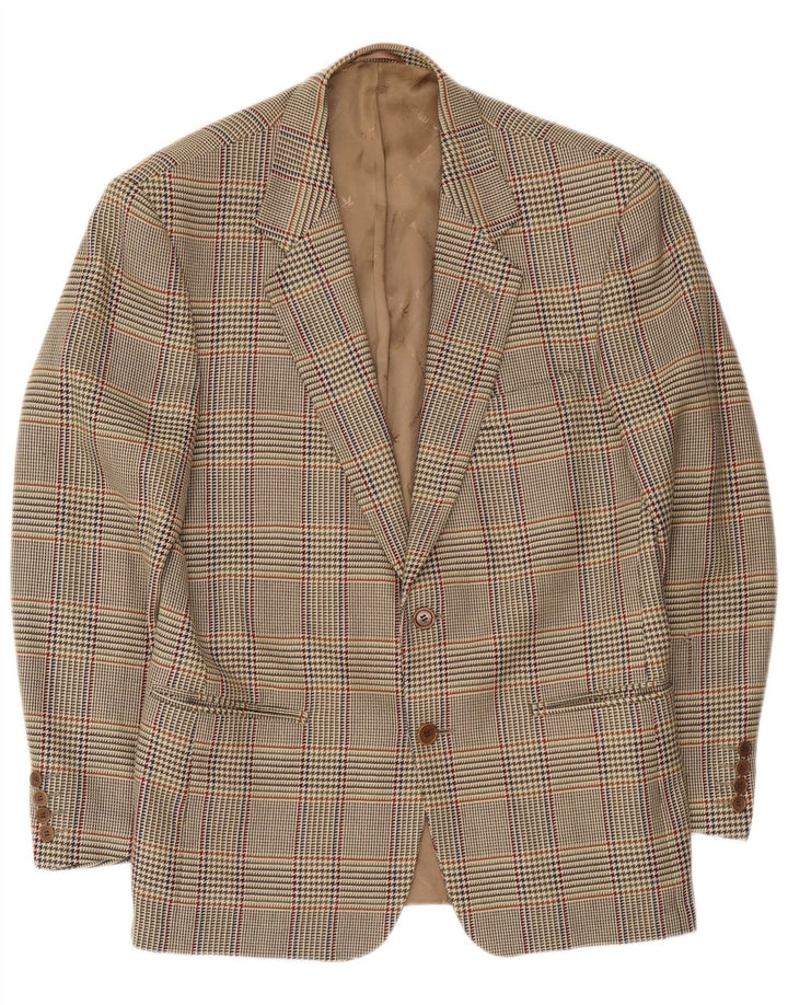 Giacca blazer da uomo a 2 bottoni Brooksfield IT 50 grande lana a quadri beige