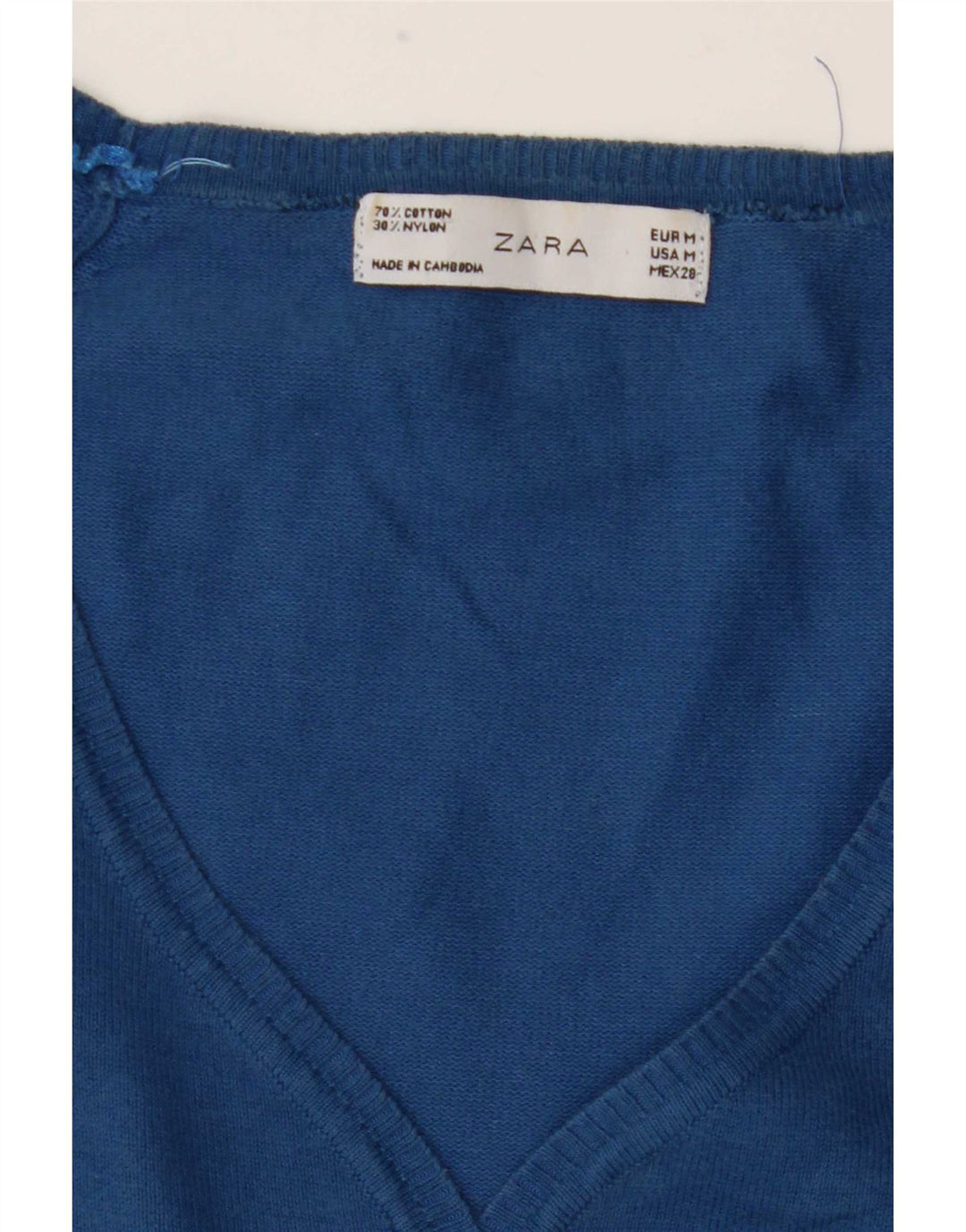 Maglione cardigan da donna Zara UK 12 cotone blu medio
