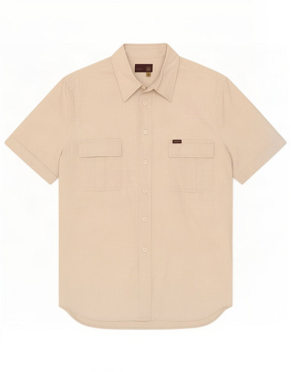 Camicia a maniche corte da uomo Gas Large in lino beige