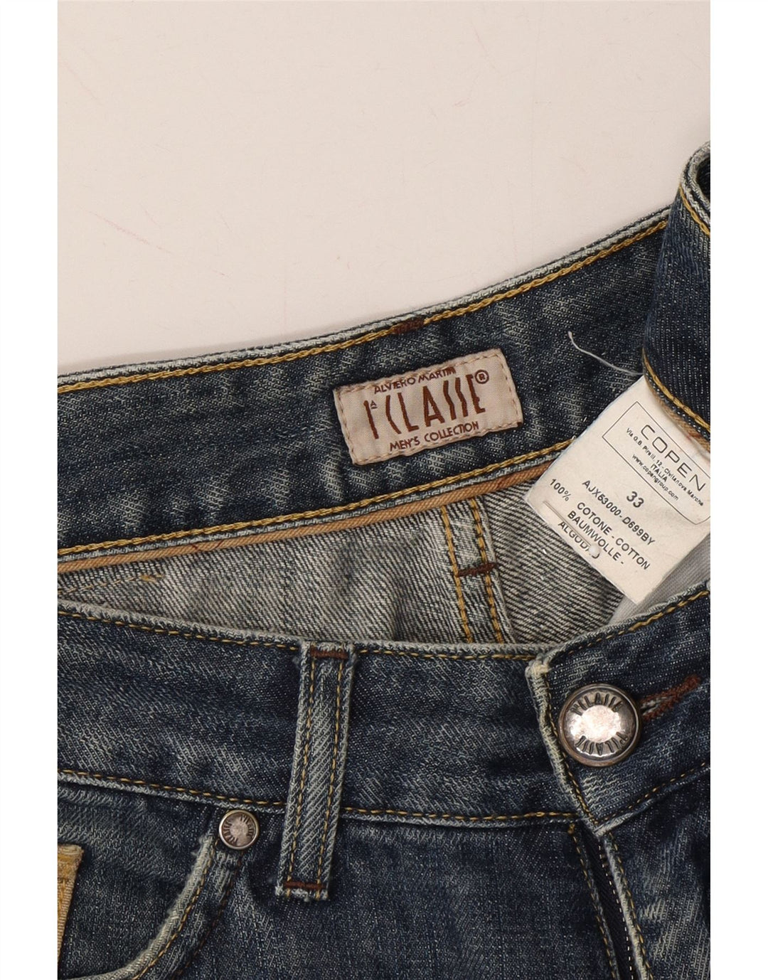 ALVIERO MARTINI Mens Copen Straight Jeans W33 L30 Blue Cotton Vintage ALVIERO MARTINI and Second-Hand ALVIERO MARTINI from Messina Hembry 