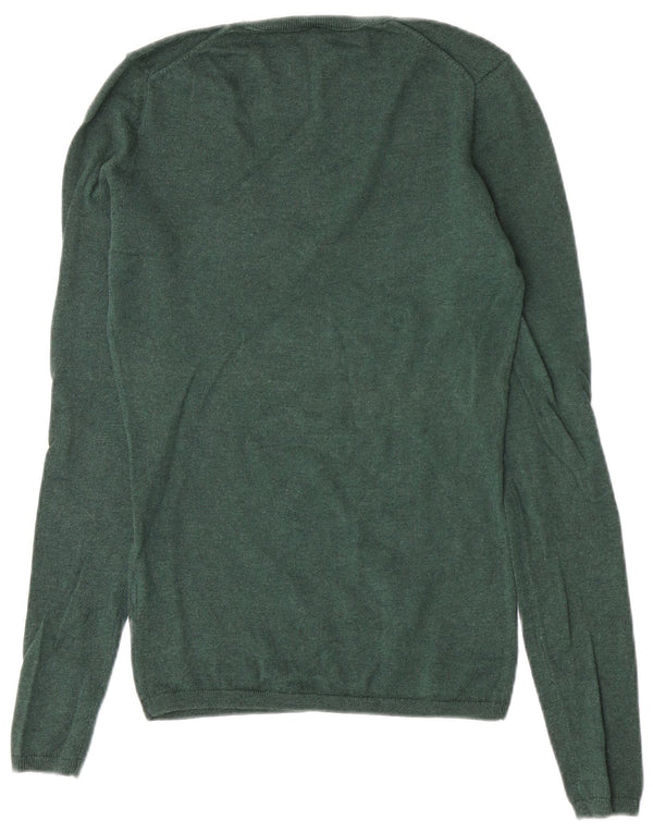 Maglione maglione con scollo a V vestibilità regolare da donna Tommy Hilfiger UK 6 XS Verde