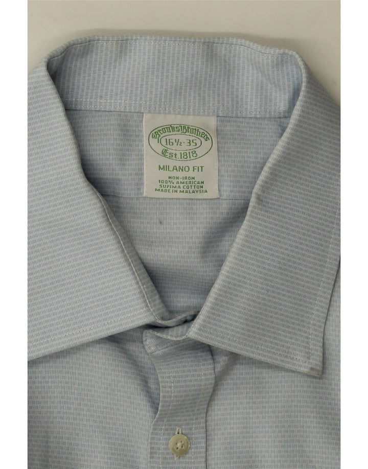 BROOKS BROTHERS Camicia da uomo taglia 16 1/2 grande cotone a righe blu