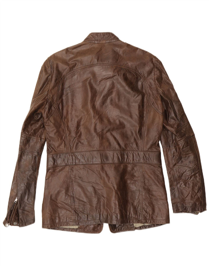 Giacca in pelle vintage da uomo UK 38 in pelle marrone medio