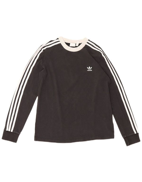 Adidas Donna Top Manica Lunga UK 14 Medio Nero Cotone Sportivo