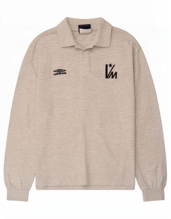 Polo Umbro da uomo con grafica a maniche lunghe UK 38/40 Grigio medio chiazzato