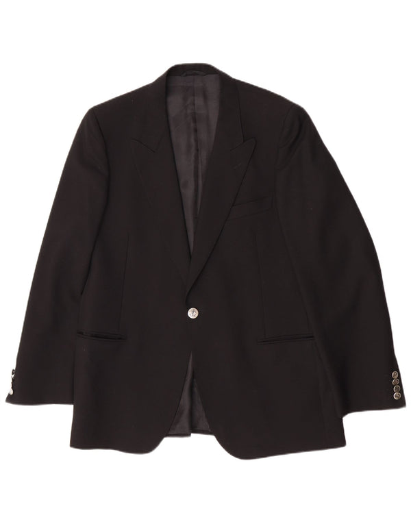 Giacca blazer a 1 bottone da uomo San Remo IT 54 2XL Classica in lana vergine nera