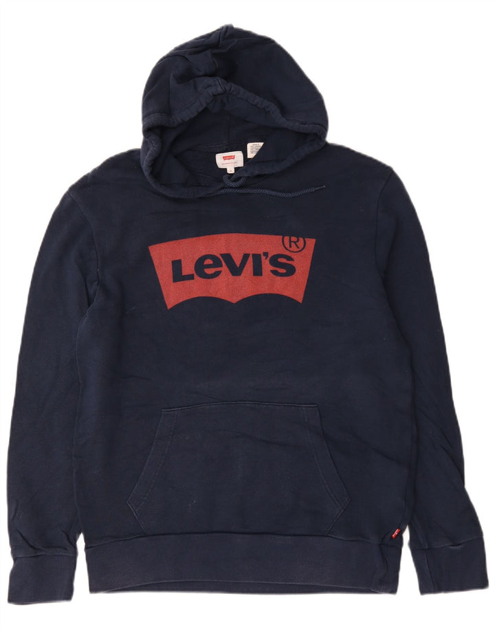 Maglione con cappuccio grafico da uomo Levi's in cotone blu navy medio