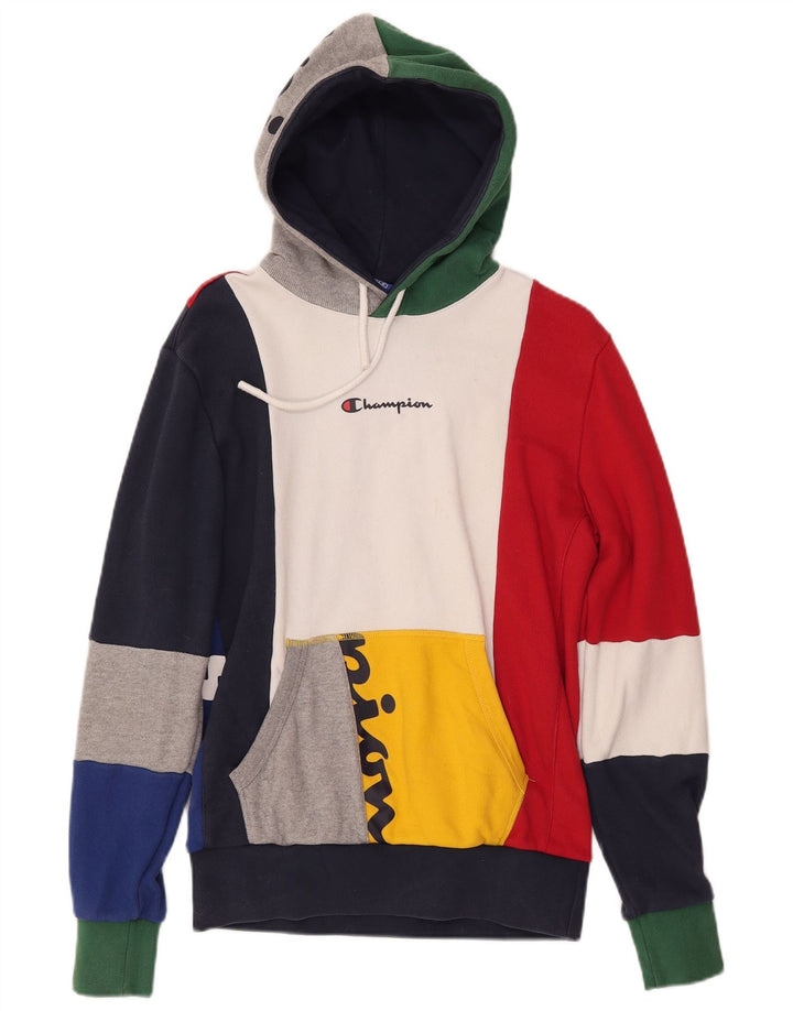 Maglione con cappuccio grafico da uomo CHAMPION piccolo in cotone color block multicolore