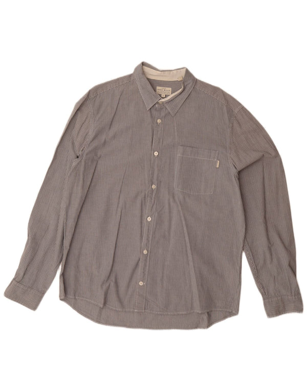 JACK WILLS Camicia da uomo slim fit XL in cotone gessato grigio