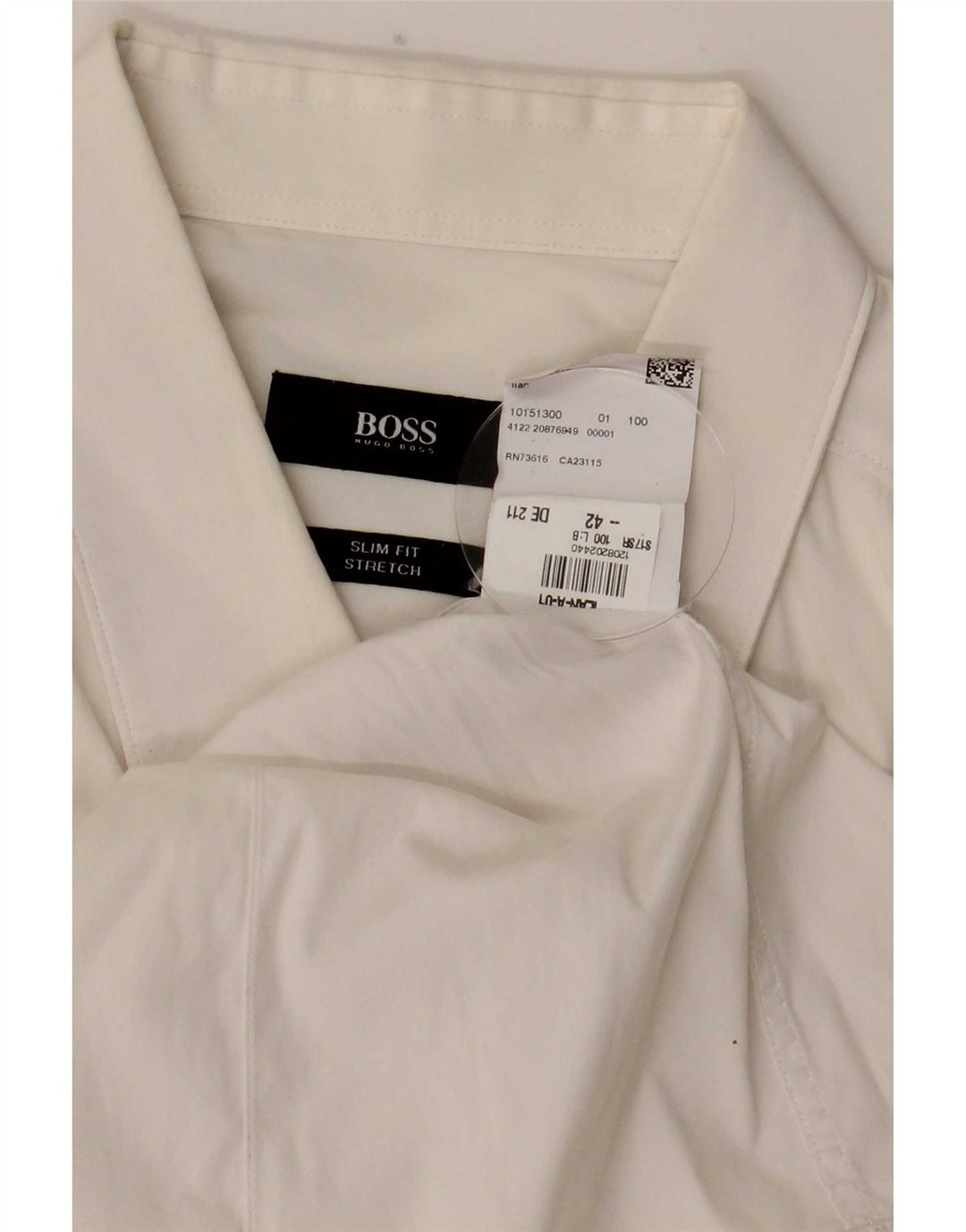 Camicia slim fit da uomo Hugo Boss taglia 42 grande cotone bianco