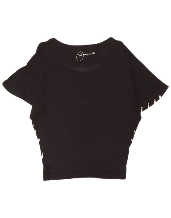 Desigual T-shirt grafica oversize da donna Top UK 10 Small Black Floral