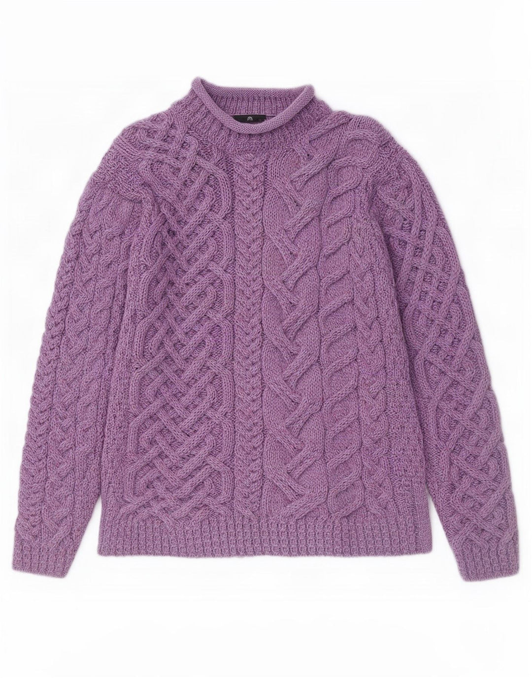 Maglione a collo alto da donna Aran Wollen Mills UK 14 Viola medio