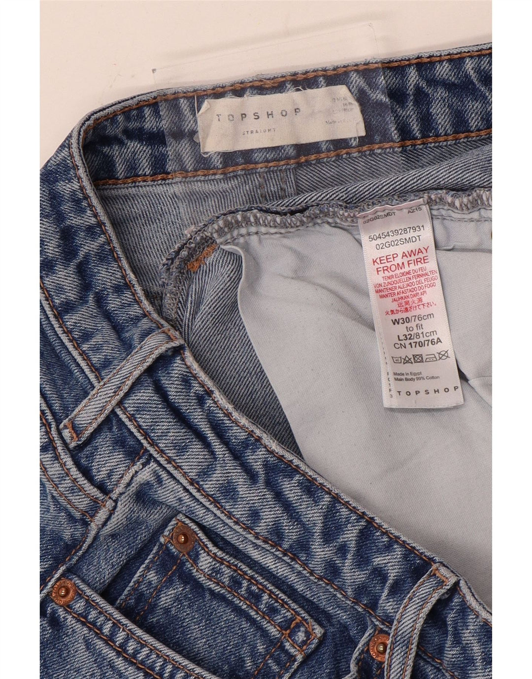 Jeans dritti da donna Topshop W30 L26 poliestere blu
