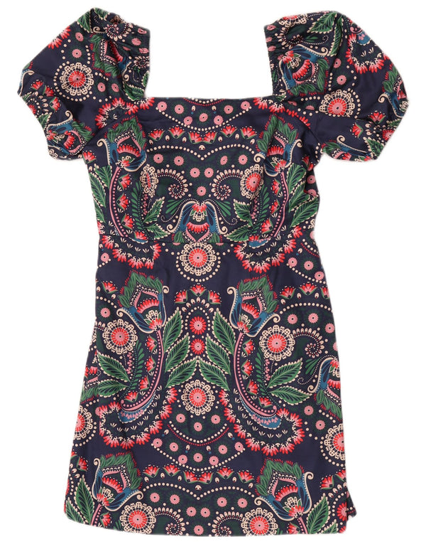Abito tubino da donna Boden UK 10 piccolo cotone Paisley blu navy