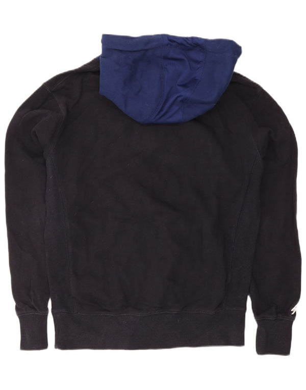 Felpa con cappuccio grafica da uomo Superdry Small in cotone color block blu navy