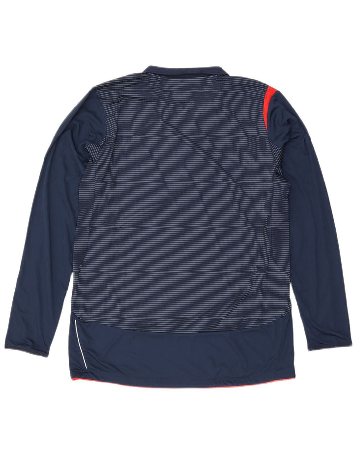 Umbro Top da uomo a maniche lunghe in poliestere a righe blu navy medio