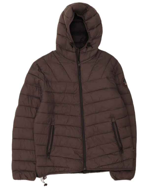 Napapijri Giacca imbottita con cappuccio da uomo UK 44 2XL Poliammide grigia
