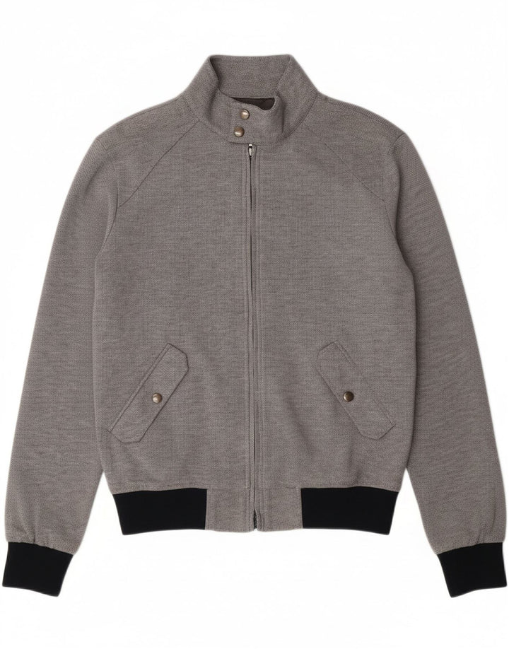 ZARA Mens Bomber Jacket UK 40 Large Grey Colourblock Polyester