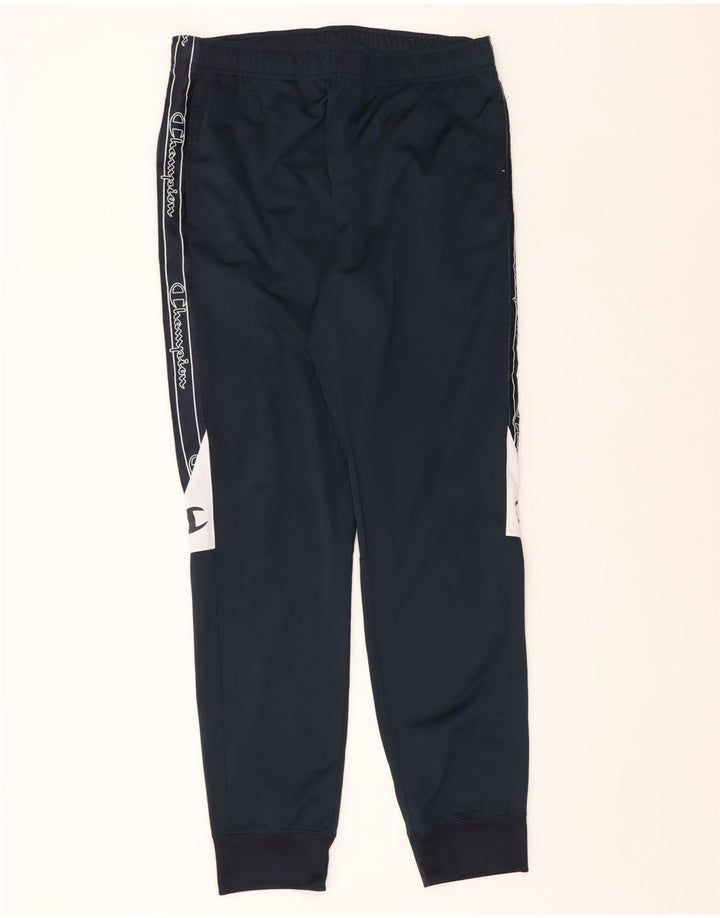 CHAMPION Mens Tracksuit Trousers Joggers Large Navy Blue Colourblock