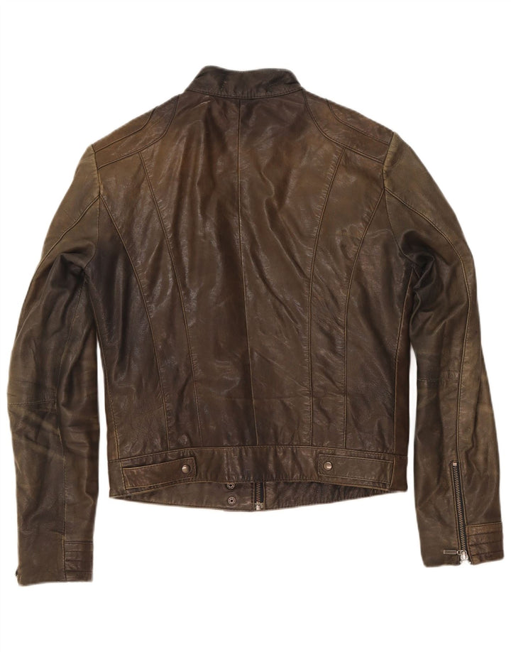 Giacca In Pelle Biker Donna Conbipel IT 40 Small Marrone