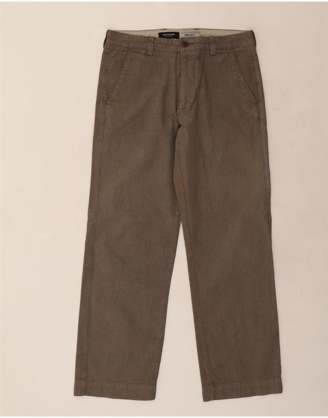 DOCKERS Pantaloni chino da uomo vestibilità regolare W33 L32 cotone gessato grigio