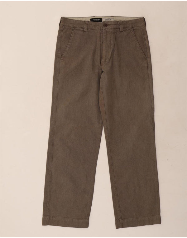 DOCKERS Pantaloni chino da uomo vestibilità regolare W33 L32 cotone gessato grigio